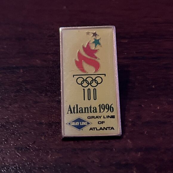 1996 Atlanta Olympics Gray Line Of‎ Atlanta Lapel Hat Pin - Picture 1 of 3